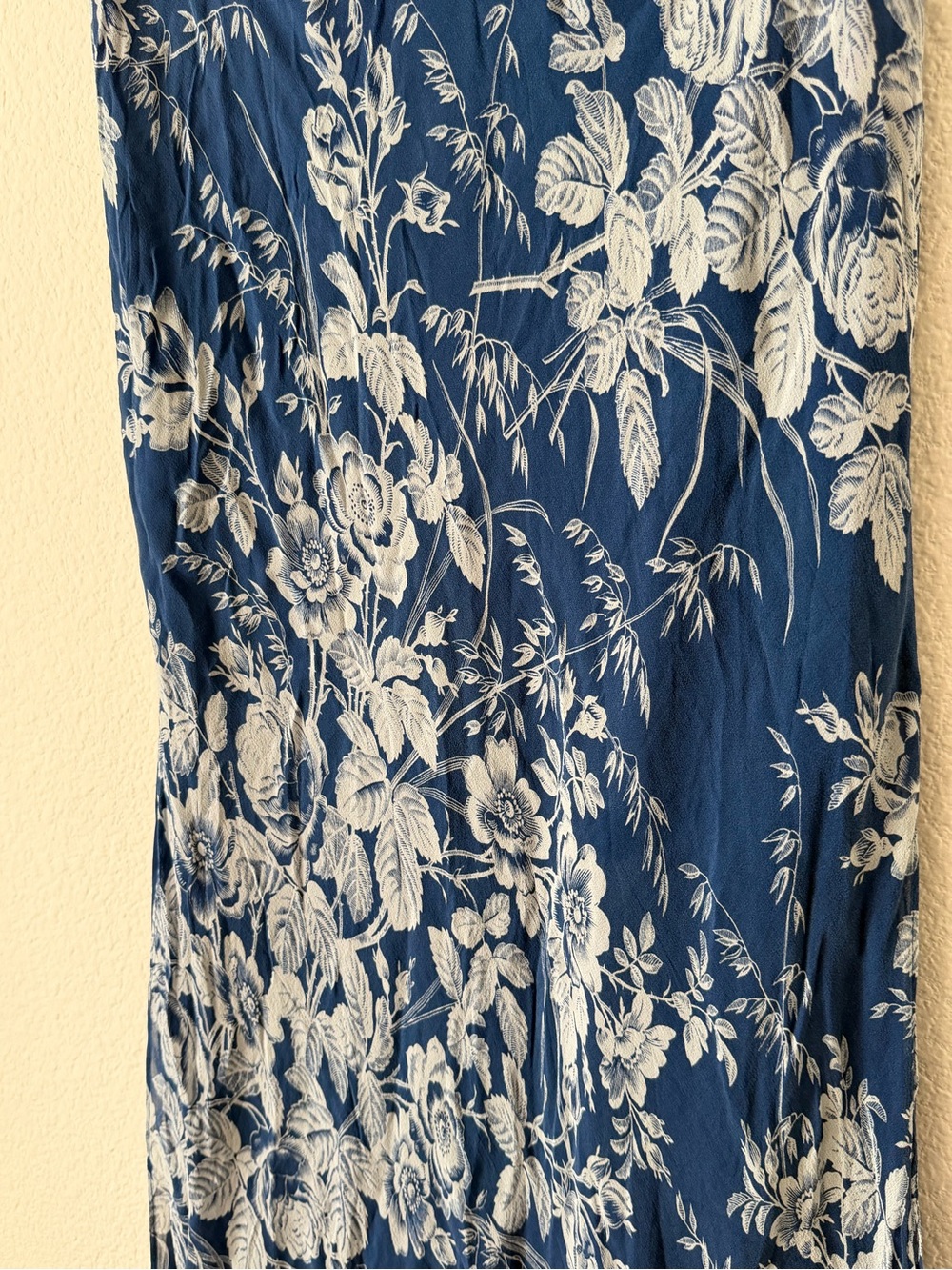 Express Floral Silk Blue Maxi Skirt with Side Slits - Picture 5 of 7